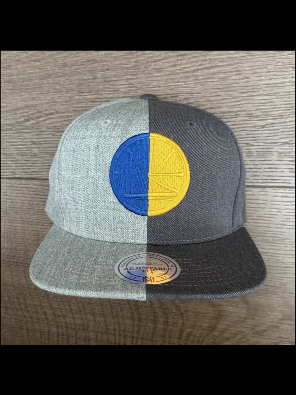 Mitchell & Ness Gray Snapback with Blue and Yellow Team Patches